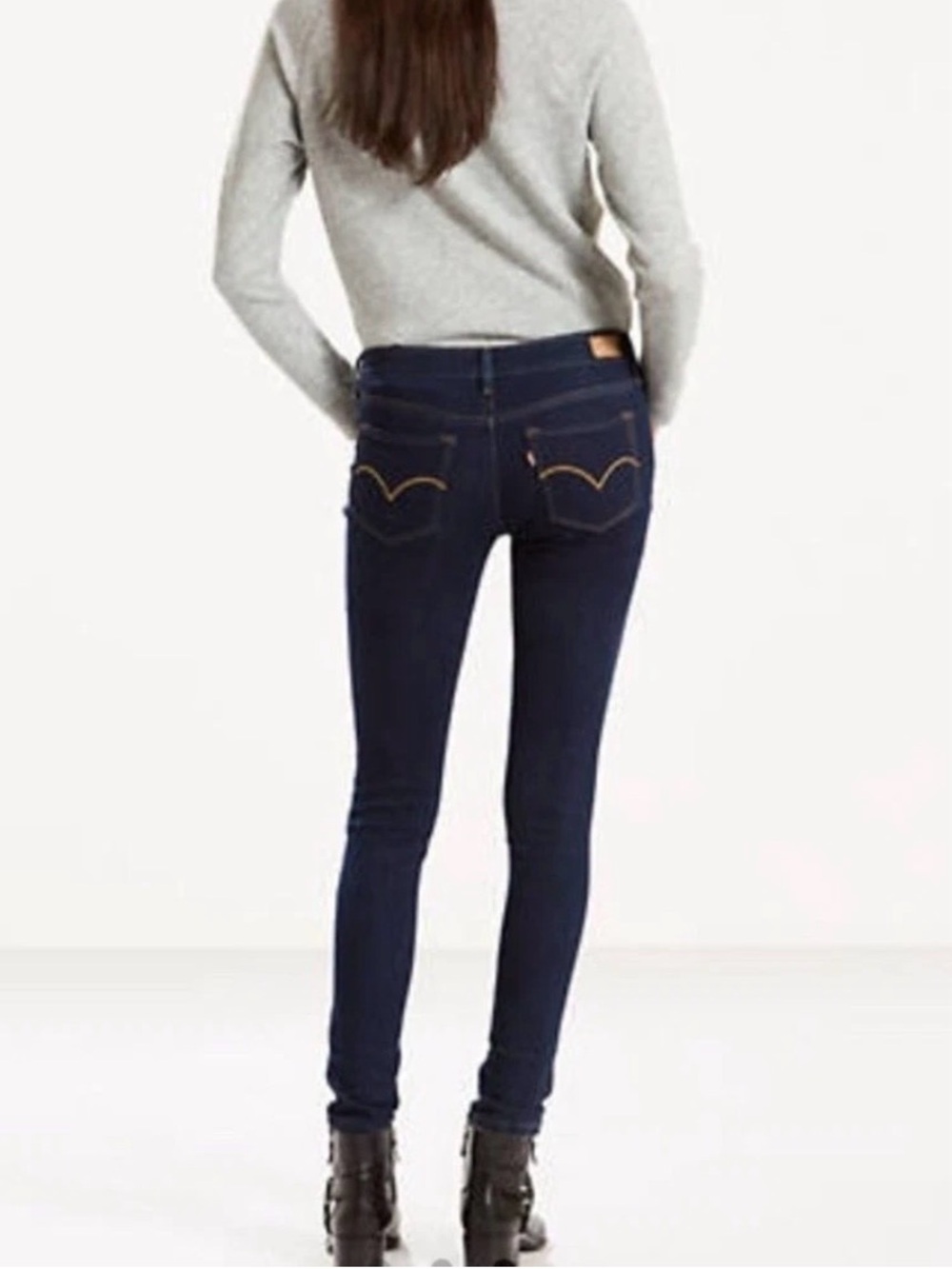 Levi's 535 Super Skinny Women's 28 Raw Hem Dark Blue Denim Jeans